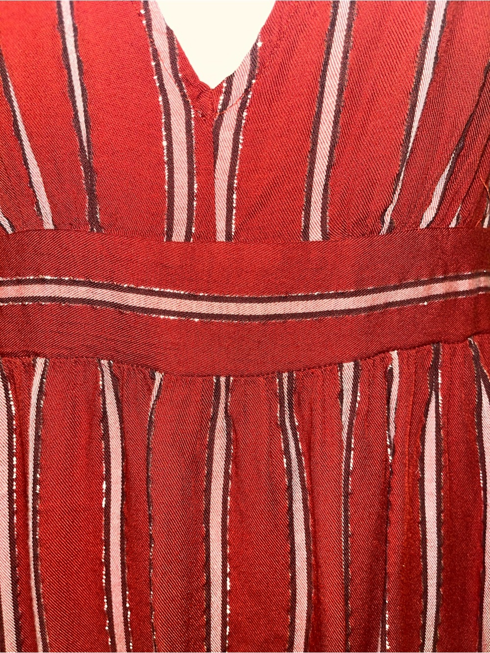 Adjustable Straps V-Neck Striped Maxi Dress in Deep Burgundy - Picture 10 of 12